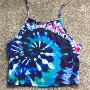 Cropped tie dye halter top